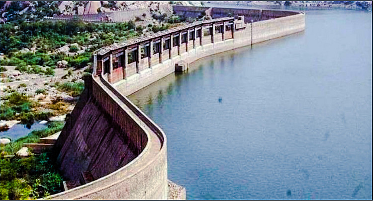 Jawai Dam in Rajasthan, one of the monitored water sources included in the live dam data portal.