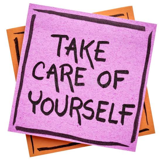 Image with the words “Take care of yourself” to promote safety and mental well-being.